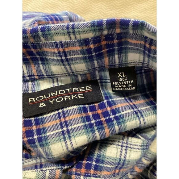 Roundtree  Yorke Men Blue Plaid Long XL - Picture 4 of 8